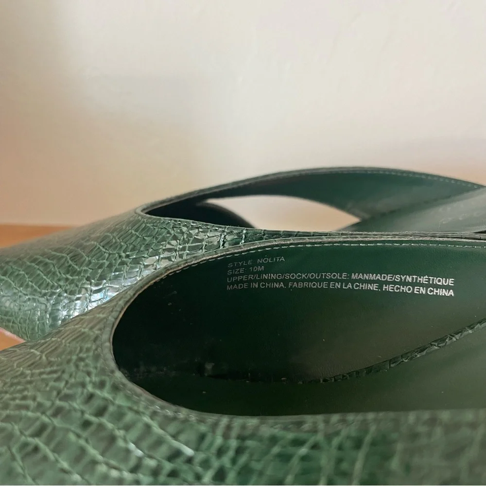 Anthropologie Matisse Cut Out Mule Green Faux Snakeskin Kitten Heels Shoes 10 - Picture 3 of 8